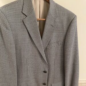 Tiglio Luxe made in italy black/white herringbone Mens Sportcoat Silk & Wool 42R